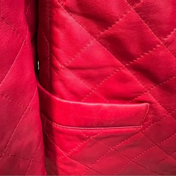 Salvatore Ferragamo Women’s Red Authentic Leather Jacket Vintage Size 8 EU42